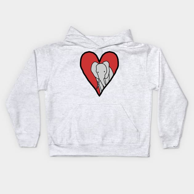 My Valentines Elephant Kids Hoodie by ellenhenryart